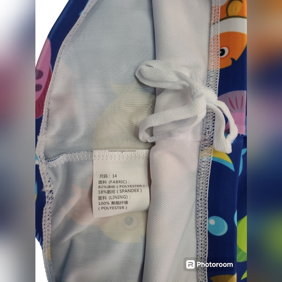 Kids Two Piece Cartoon Shark Print Short Sleeve Swimsuits UV Rash Guard Size 14 - Picture 12 of 12